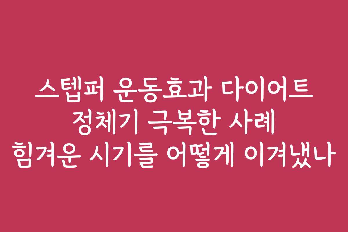 스텝퍼 운동효과 다이어트 정체기 극복한 사례 힘겨운 시기를 어떻게 이겨냈나