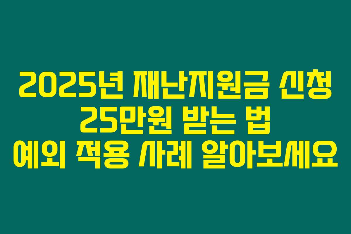 2025년 재난지원금 신청 25만원 받는 법 예외 적용 사례 알아보세요