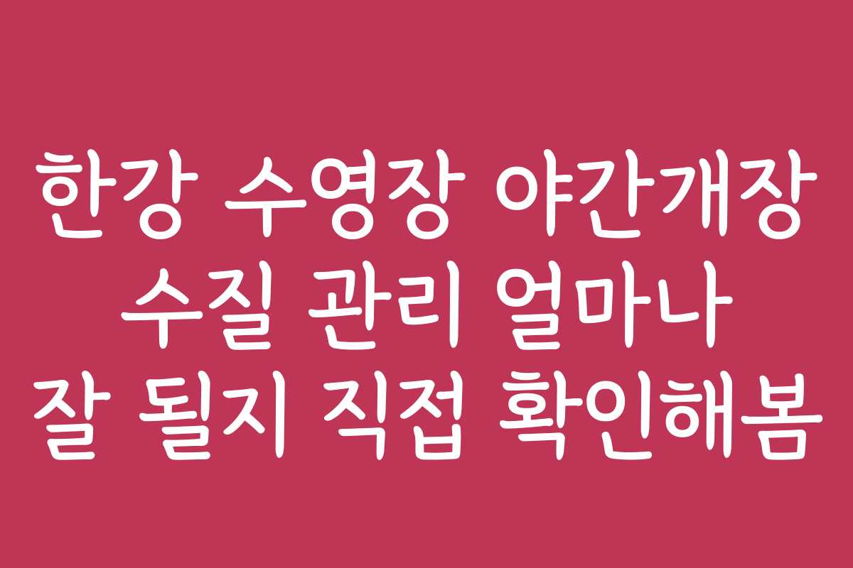한강 수영장 야간개장 수질 관리 얼마나 잘 될지 직접 확인해봄