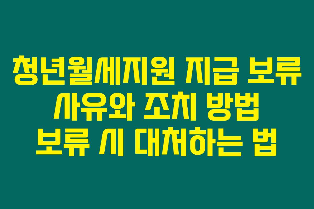 청년월세지원 지급 보류 사유와 조치 방법 보류 시 대처하는 법