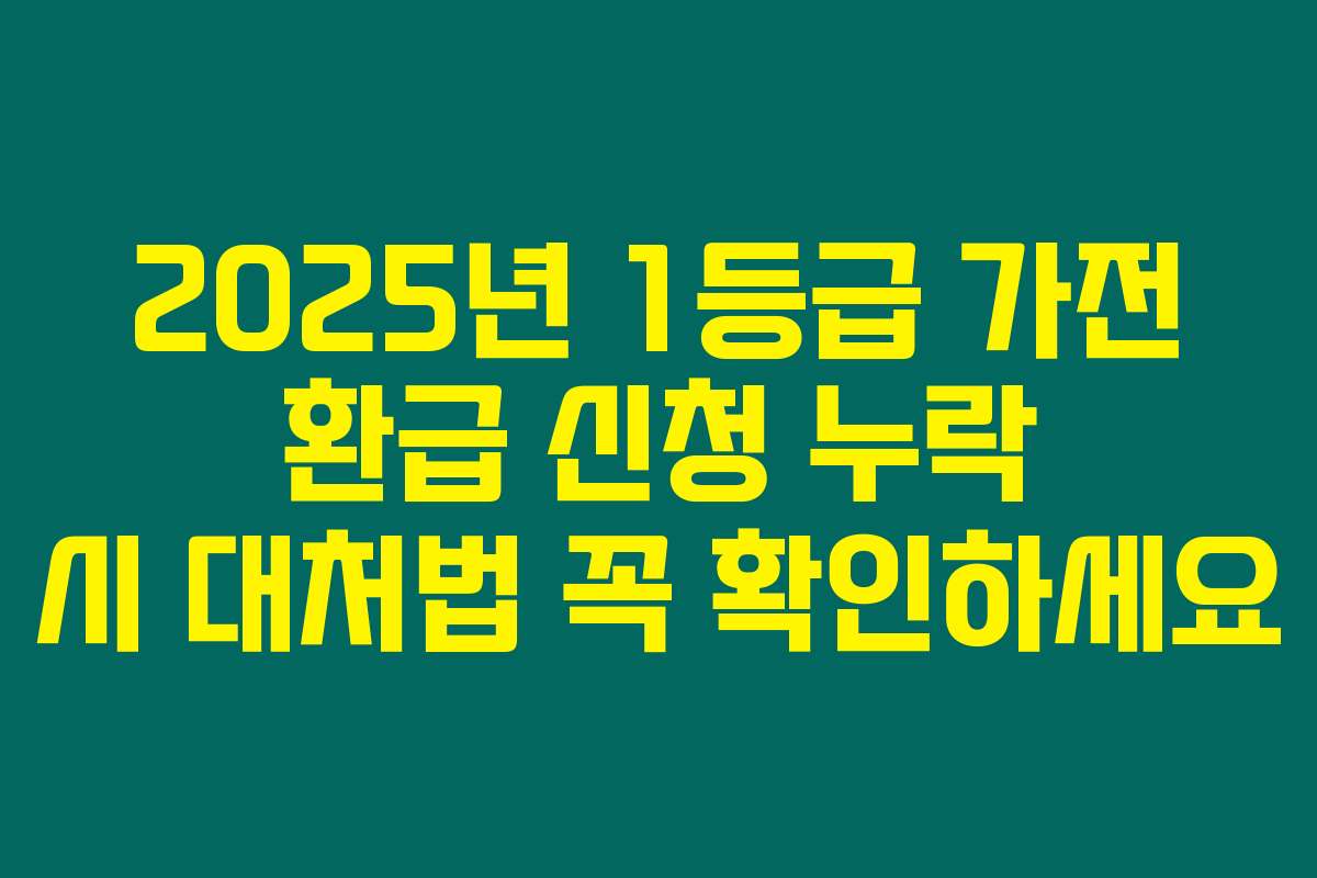2025년 1등급 가전 환급 신청 누락 시 대처법 꼭 확인하세요