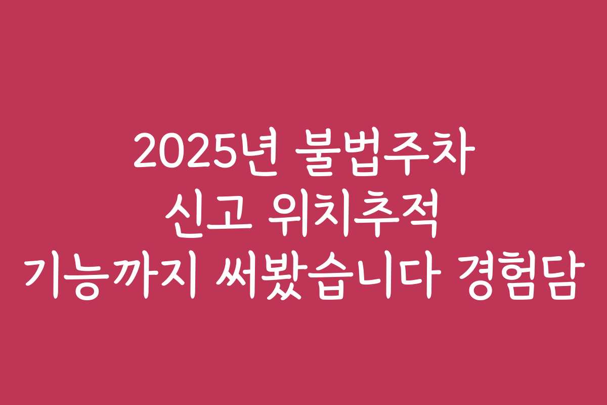 2025년 불법주차 신고 위치추적 기능까지 써봤습니다 경험담