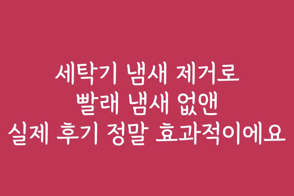 세탁기 냄새 제거로 빨래 냄새 없앤 실제 후기 정말 효과적이에요