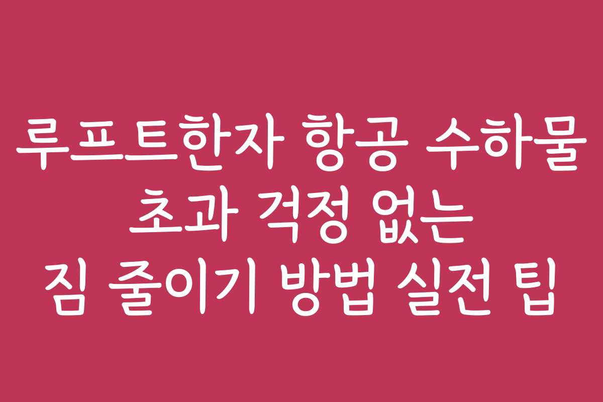 루프트한자 항공 수하물 초과 걱정 없는 짐 줄이기 방법 실전 팁