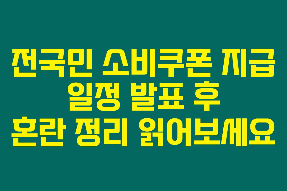 전국민 소비쿠폰 지급 일정 발표 후 혼란 정리 읽어보세요