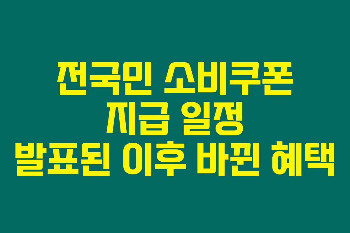 전국민 소비쿠폰 지급 일정 발표된 이후 바뀐 혜택