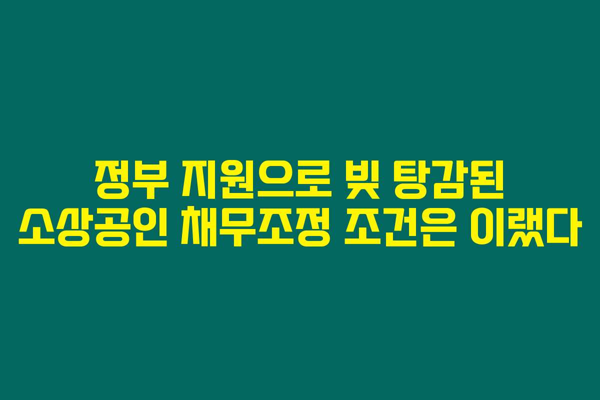 정부 지원으로 빚 탕감된 소상공인 채무조정 조건은 이랬다
