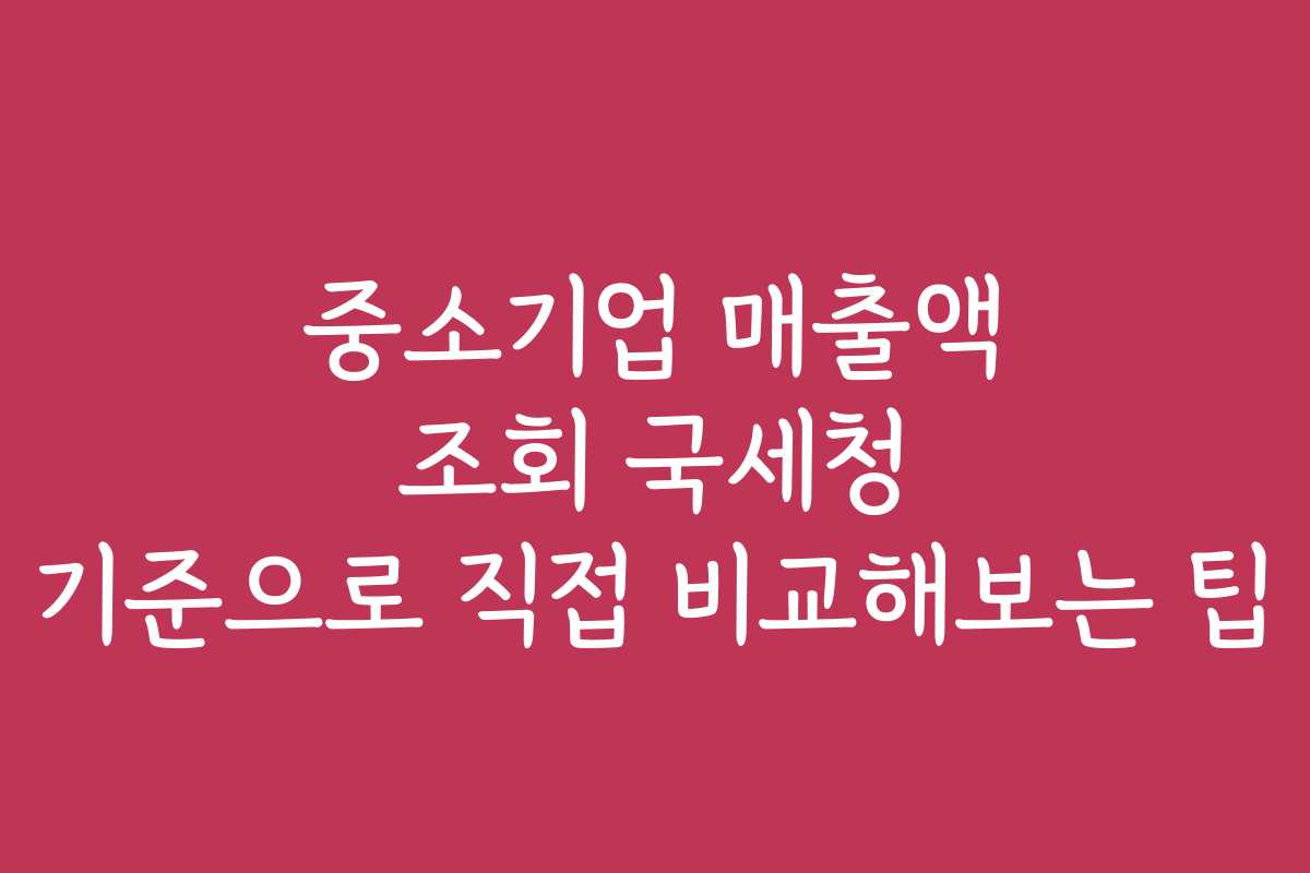 중소기업 매출액 조회 국세청 기준으로 직접 비교해보는 팁
