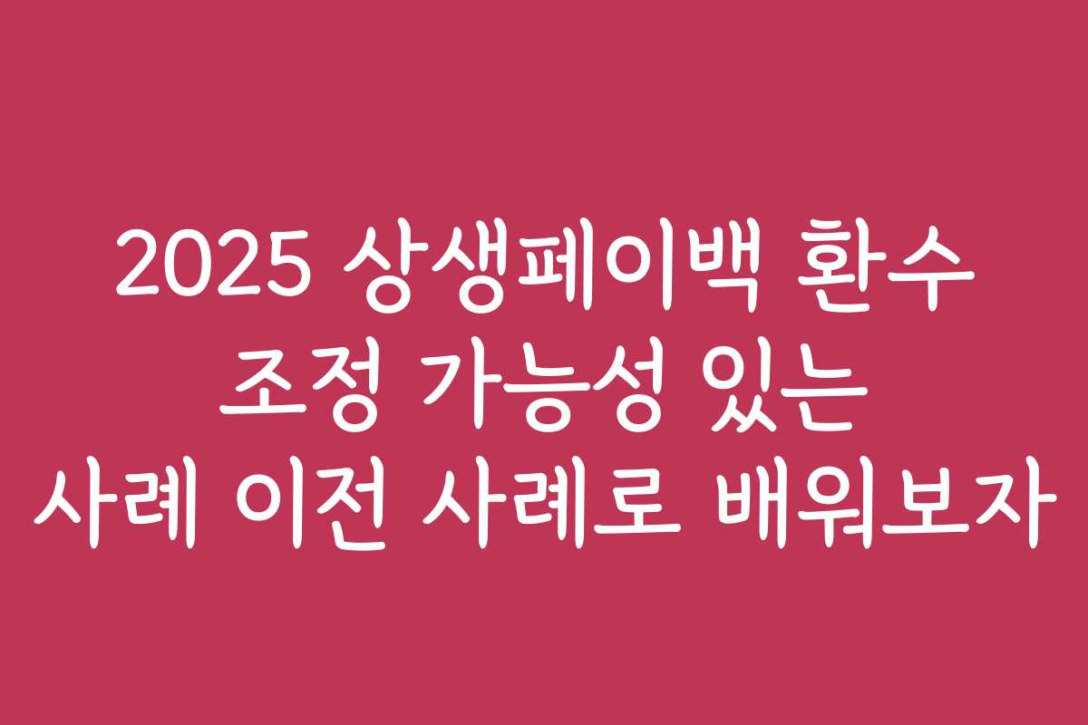 2025 상생페이백 환수 조정 가능성 있는 사례 이전 사례로 배워보자