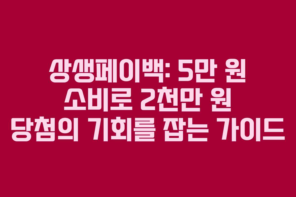 상생페이백: 5만 원 소비로 2천만 원 당첨의 기회를 잡는 가이드