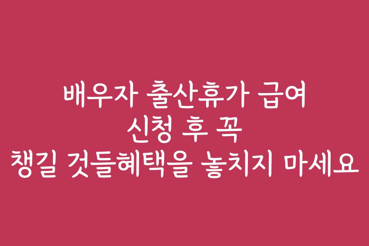 배우자 출산휴가 급여 신청 후 꼭 챙길 것들혜택을 놓치지 마세요