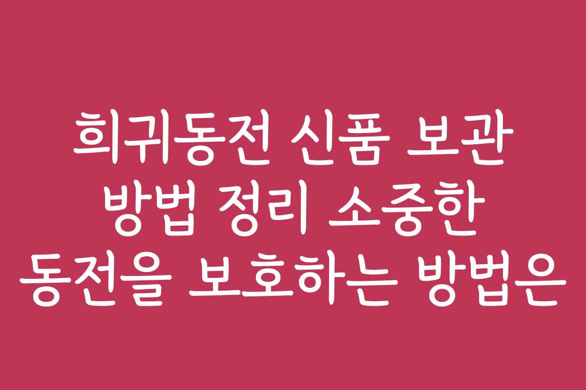 희귀동전 신품 보관 방법 정리 소중한 동전을 보호하는 방법은