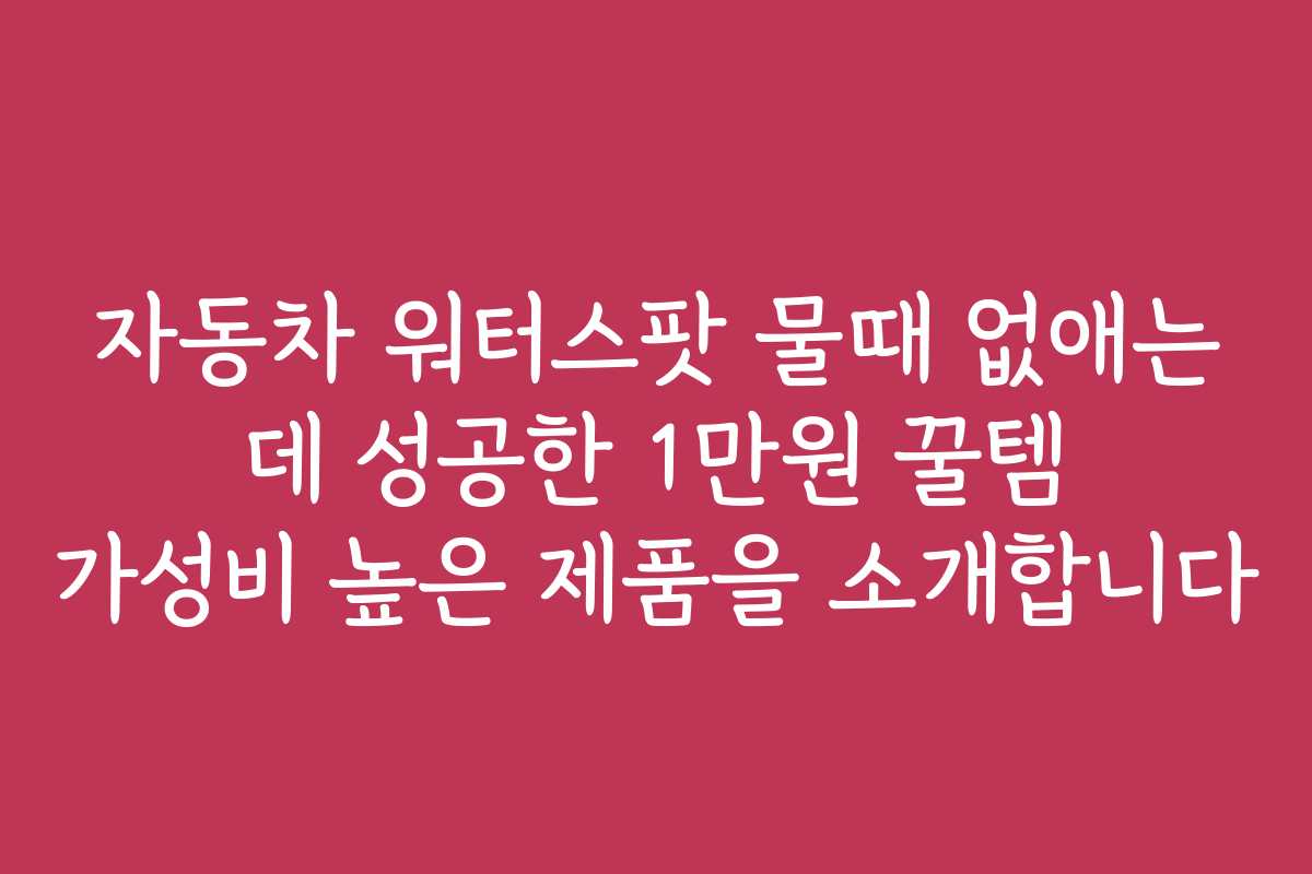 자동차 워터스팟 물때 없애는 데 성공한 1만원 꿀템 가성비 높은 제품을 소개합니다