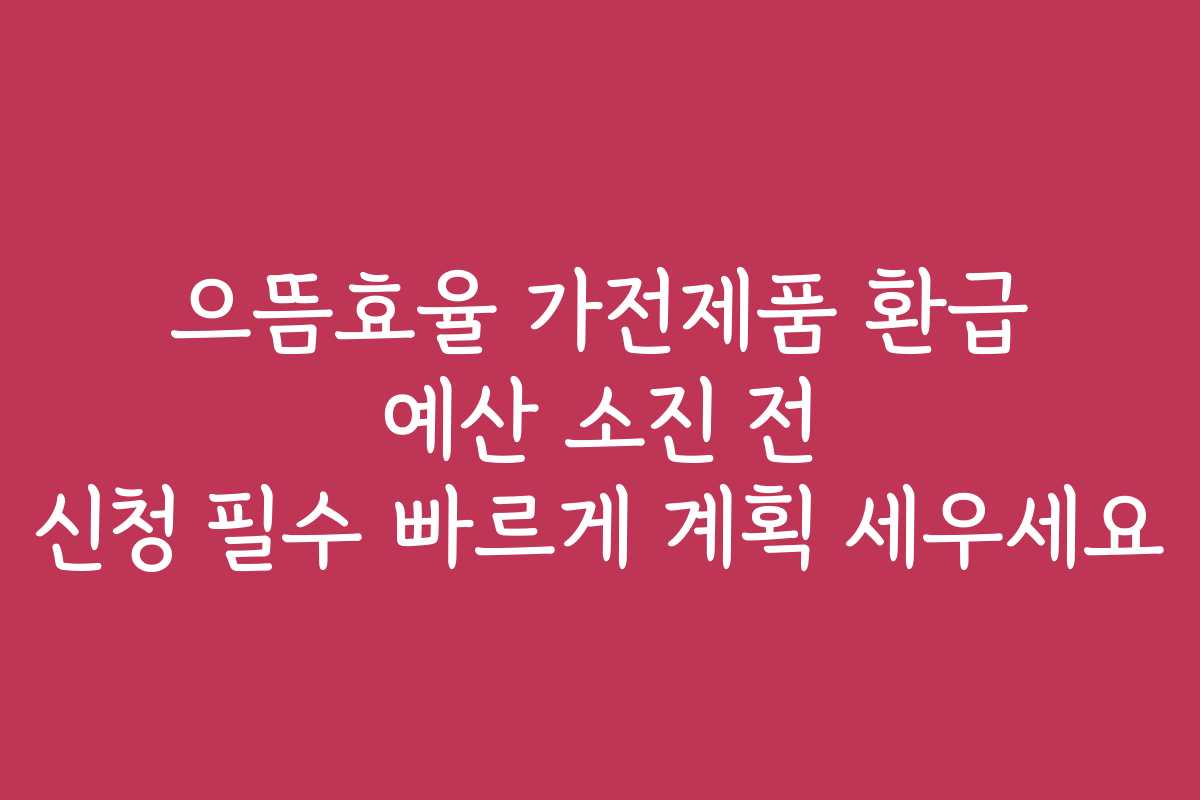 으뜸효율 가전제품 환급 예산 소진 전 신청 필수 빠르게 계획 세우세요