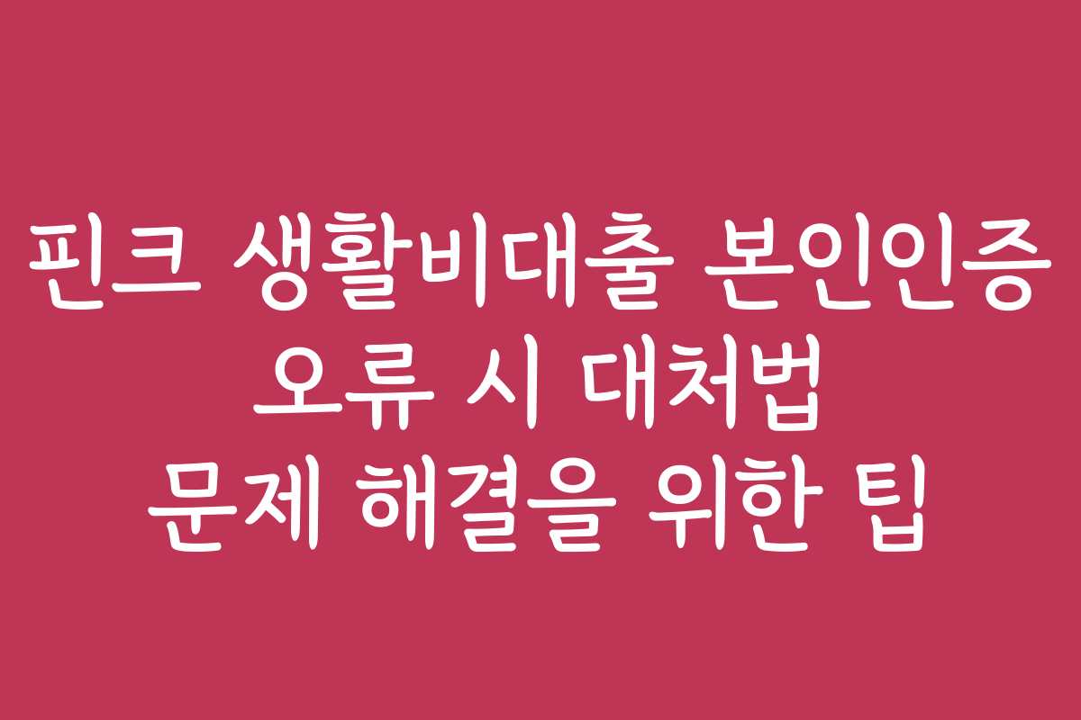 핀크 생활비대출 본인인증 오류 시 대처법 문제 해결을 위한 팁