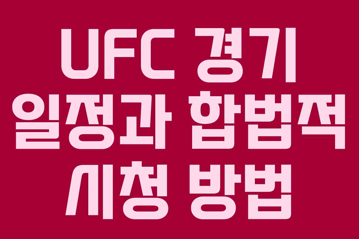 UFC 경기 일정과 합법적 시청 방법