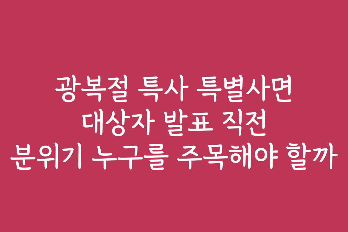 광복절 특사 특별사면 대상자 발표 직전 분위기 누구를 주목해야 할까