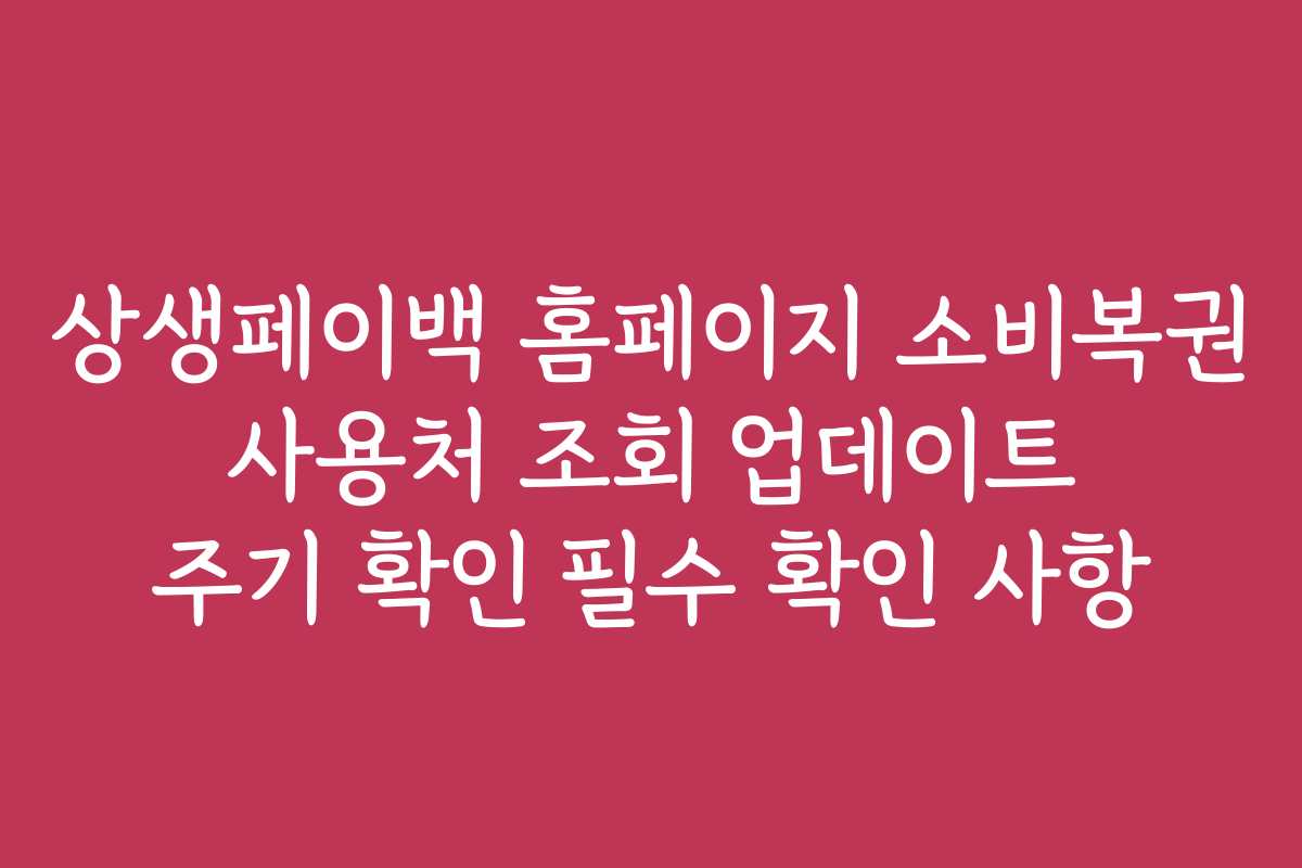 상생페이백 홈페이지 소비복권 사용처 조회 업데이트 주기 확인 필수 확인 사항
