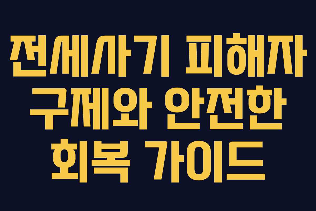 전세사기 피해자 구제와 안전한 회복 가이드