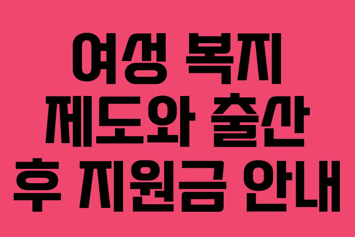 여성 복지 제도와 출산 후 지원금 안내