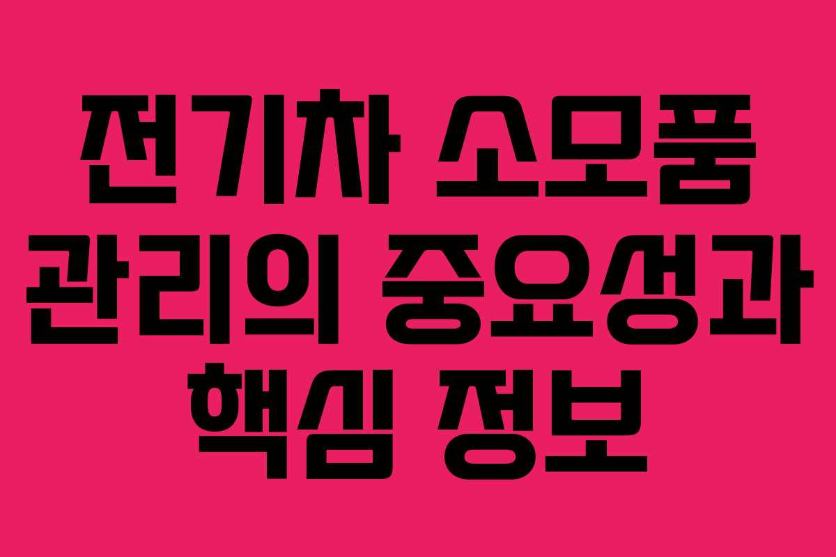 전기차 소모품 관리의 중요성과 핵심 정보