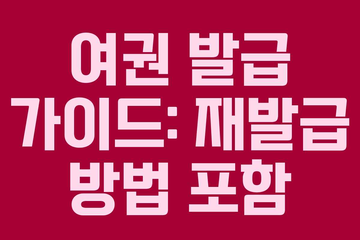 여권 발급 가이드: 재발급 방법 포함
