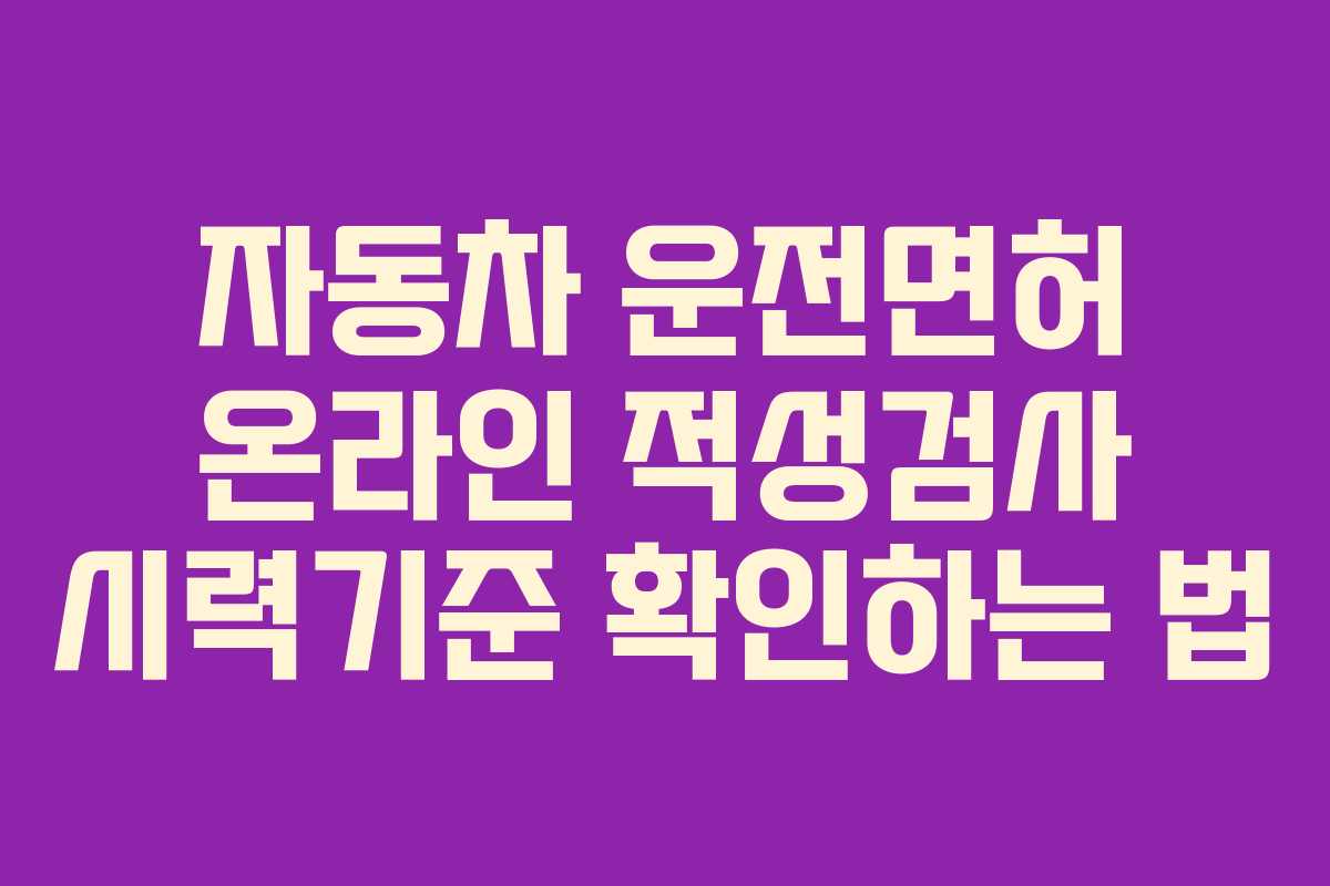 자동차 운전면허 온라인 적성검사 시력기준 확인하는 법