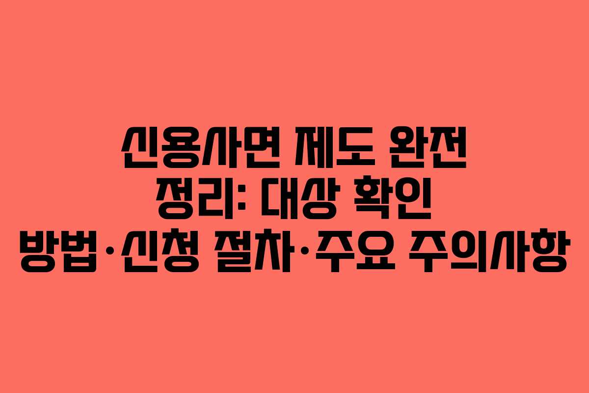 신용사면 제도 완전 정리: 대상 확인 방법·신청 절차·주요 주의사항