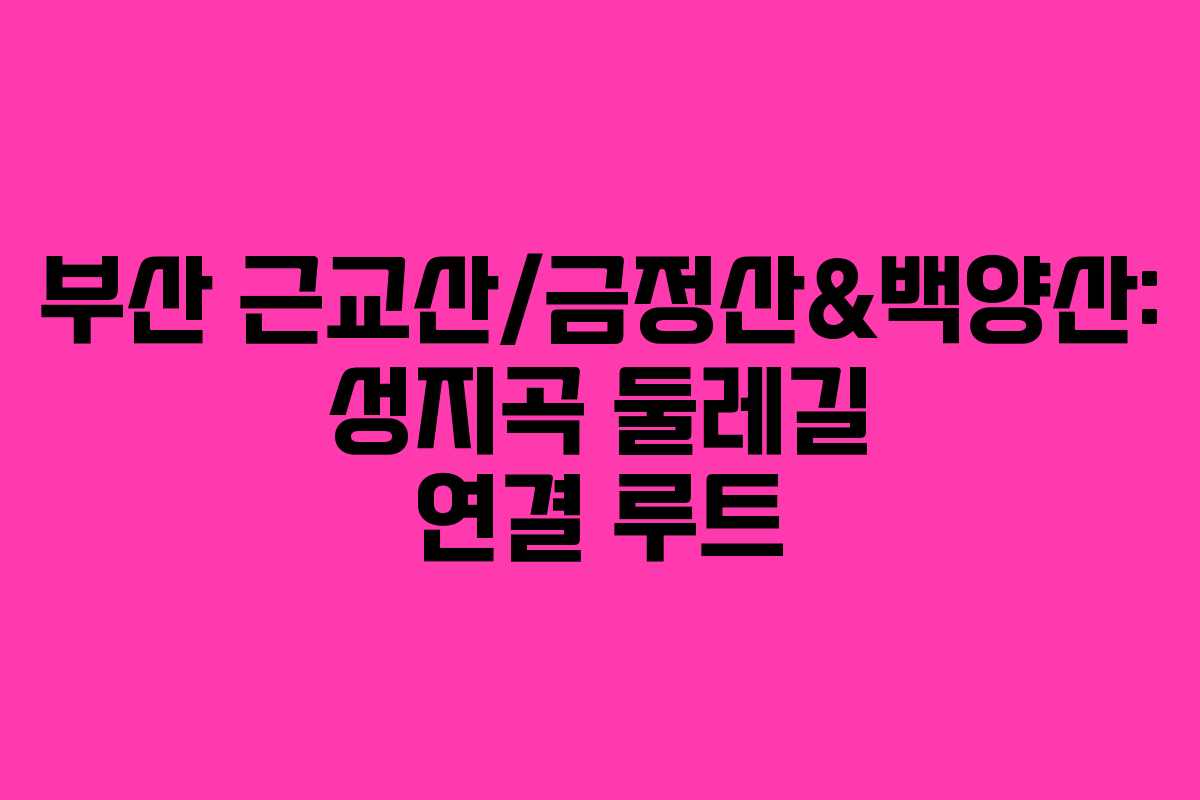 부산 근교산/금정산&백양산: 성지곡 둘레길 연결 루트