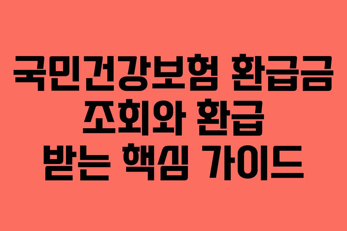 국민건강보험 환급금 조회와 환급 받는 핵심 가이드