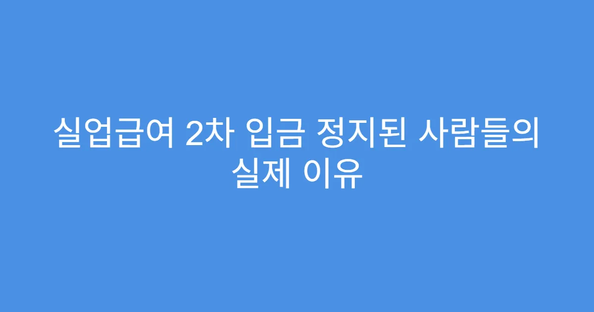실업급여 2차 입금 정지된 사람들의 실제 이유