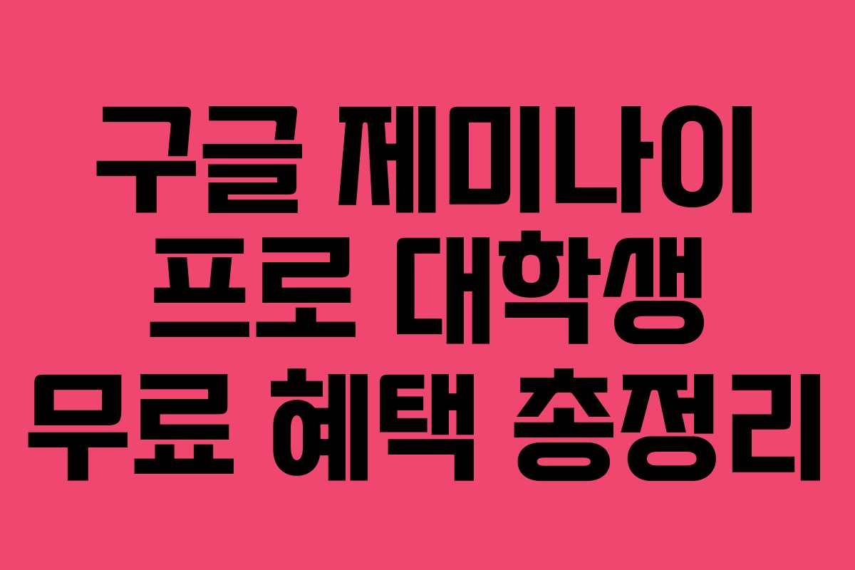 구글 제미나이 프로 대학생 무료 혜택 총정리