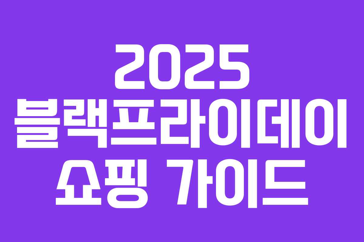 2025 블랙프라이데이 쇼핑 가이드 2025 블랙프라이데이 쇼핑 가이드