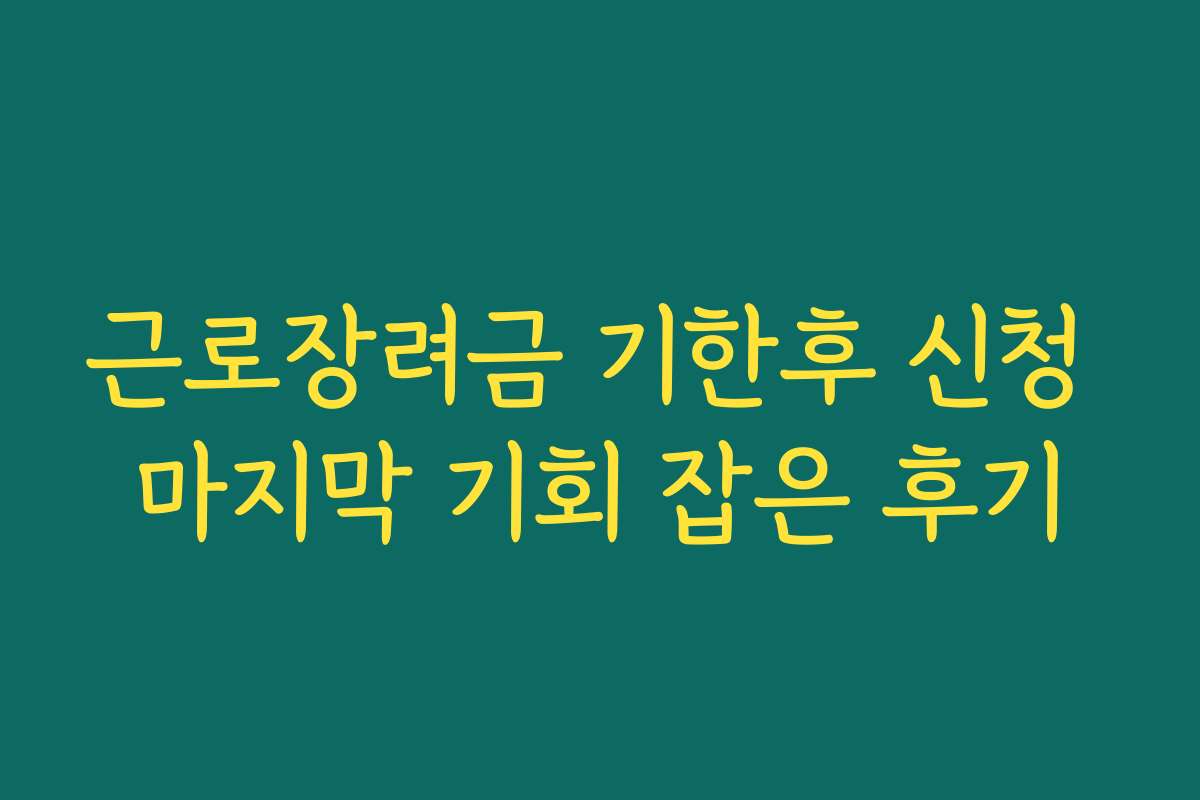 근로장려금 기한후 신청 마지막 기회 잡은 후기 근로장려금 기한후 신청 마지막 기회 잡은 후기