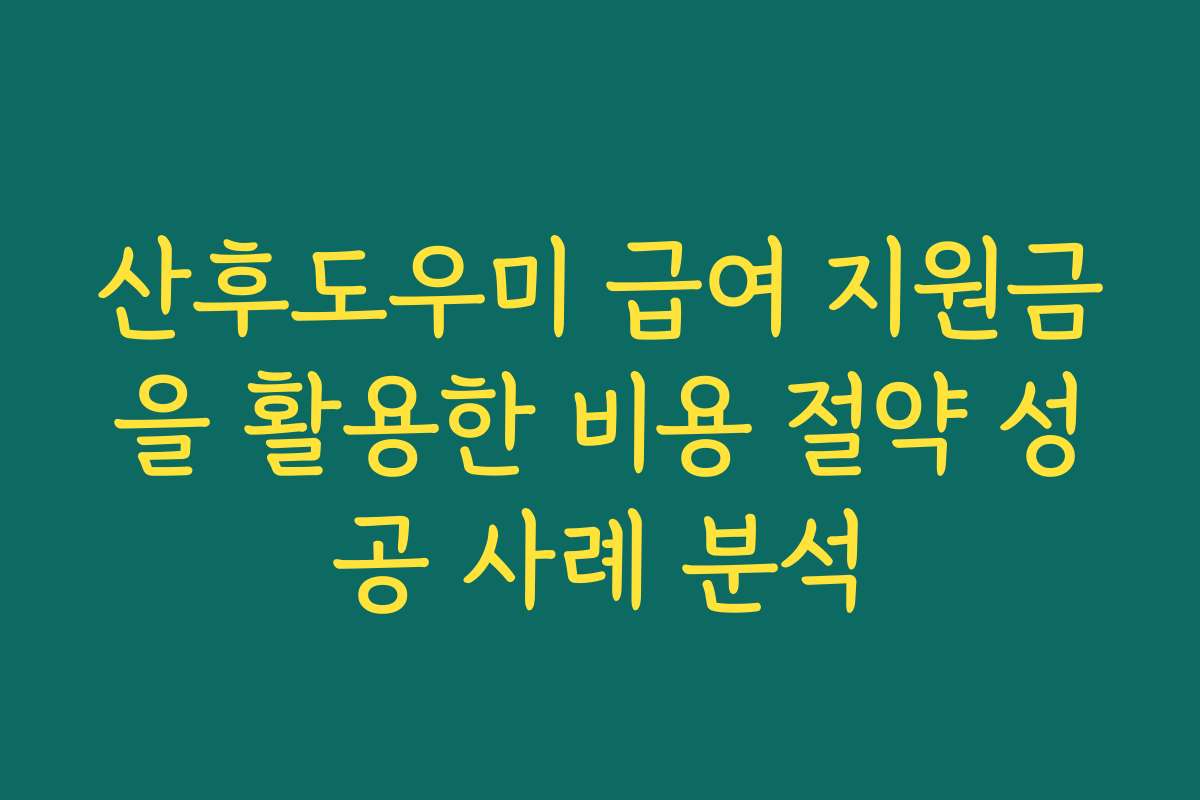 산후도우미 급여 지원금을 활용한 비용 절약 성공 사례 분석