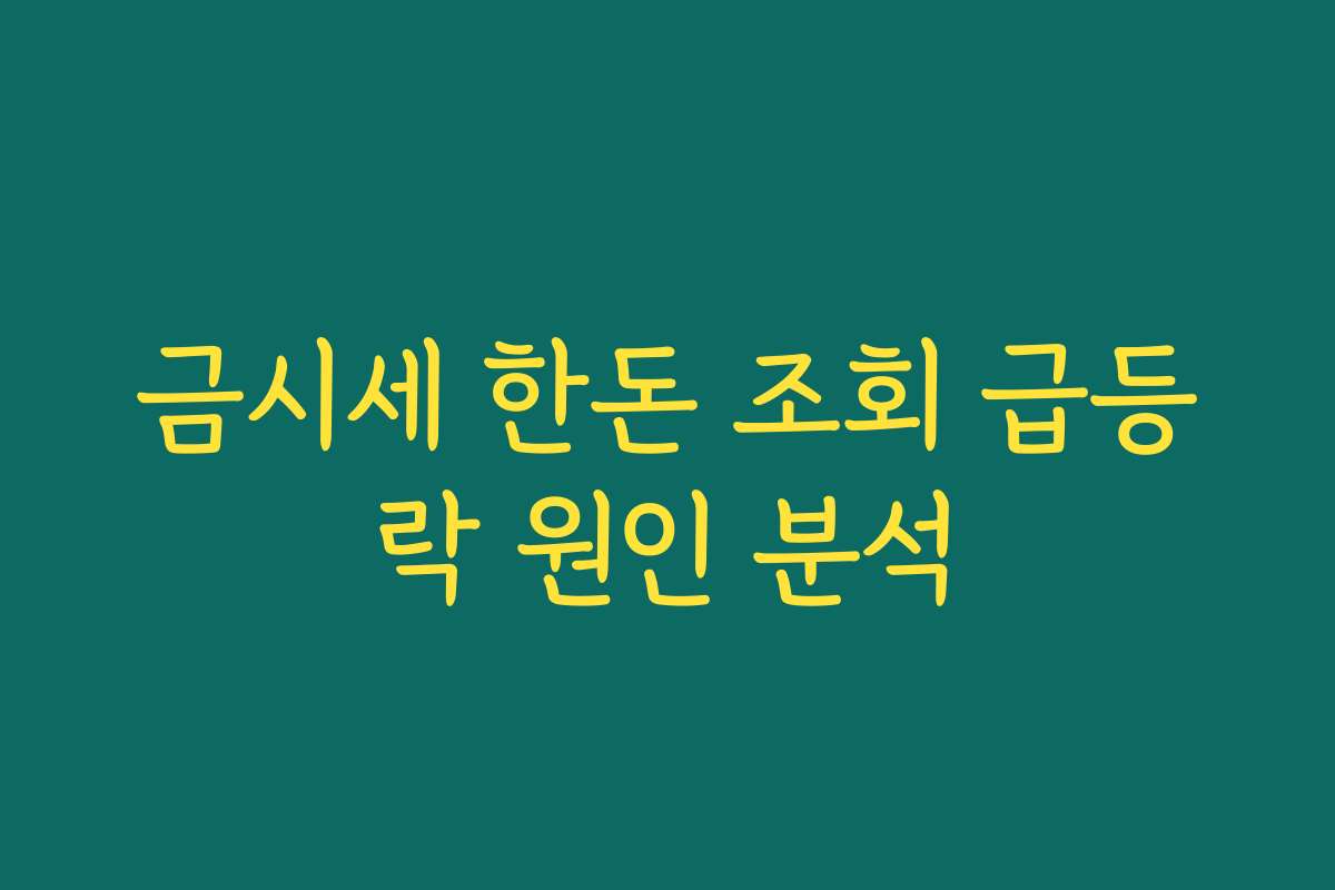 금시세 한돈 조회 급등락 원인 분석