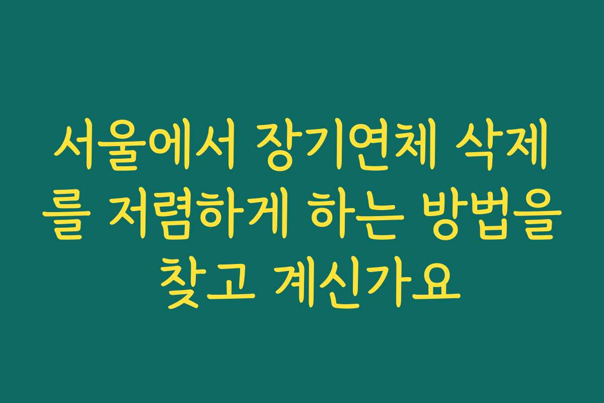 서울에서 장기연체 삭제를 저렴하게 하는 방법을 찾고 계신가요
