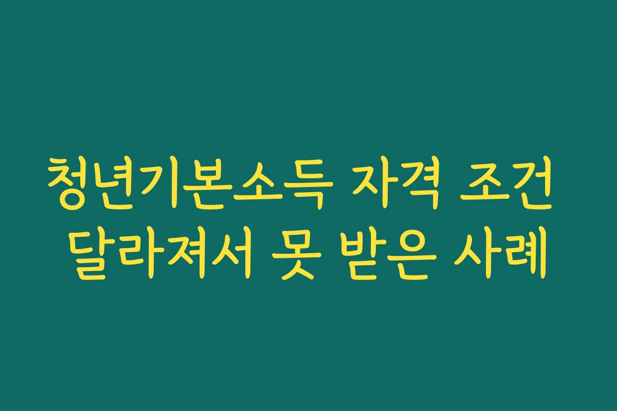 청년기본소득 자격 조건 달라져서 못 받은 사례
