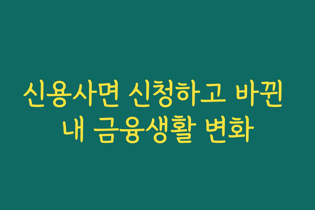 신용사면 신청하고 바뀐 내 금융생활 변화