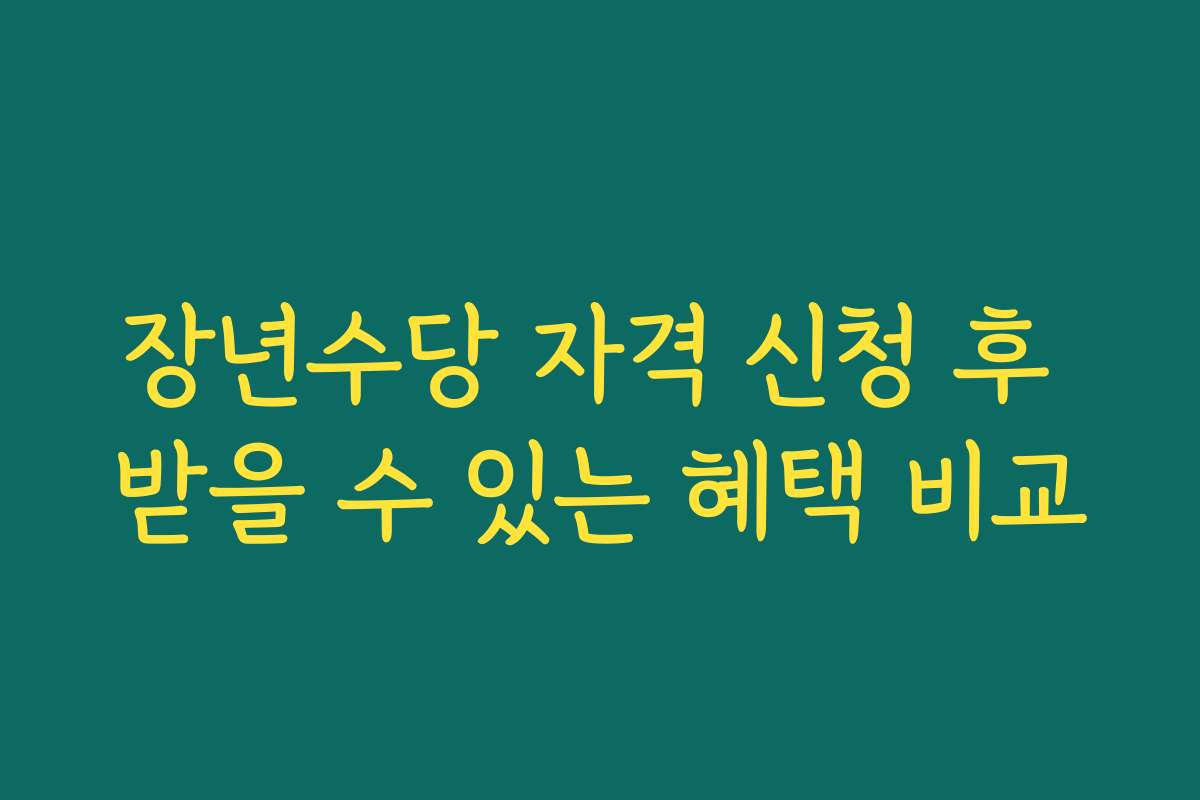 장년수당 자격 신청 후 받을 수 있는 혜택 비교