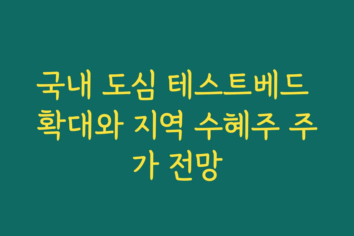 국내 도심 테스트베드 확대와 지역 수혜주 주가 전망 국내 도심 테스트베드 확대와 지역 수혜주 주가 전망
