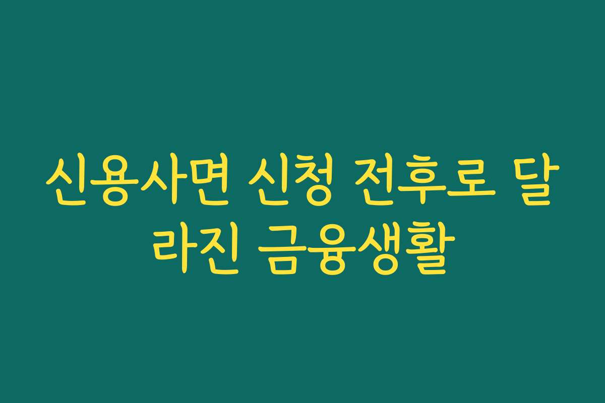 신용사면 신청 전후로 달라진 금융생활