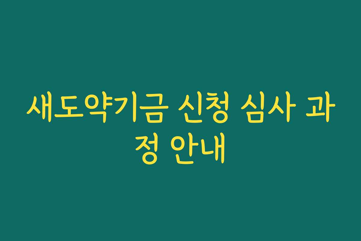 새도약기금 신청 심사 과정 안내