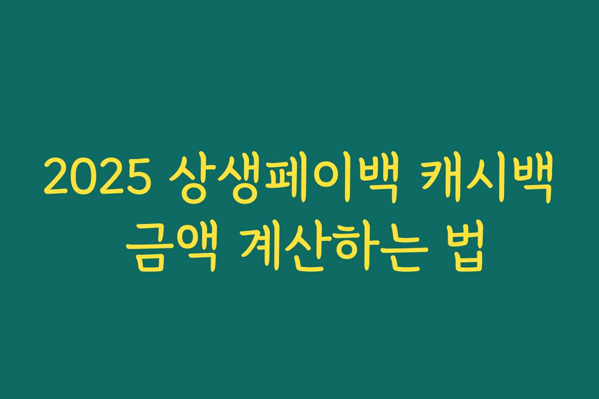 2025 상생페이백 캐시백 금액 계산하는 법 2025 상생페이백 캐시백 금액 계산하는 법