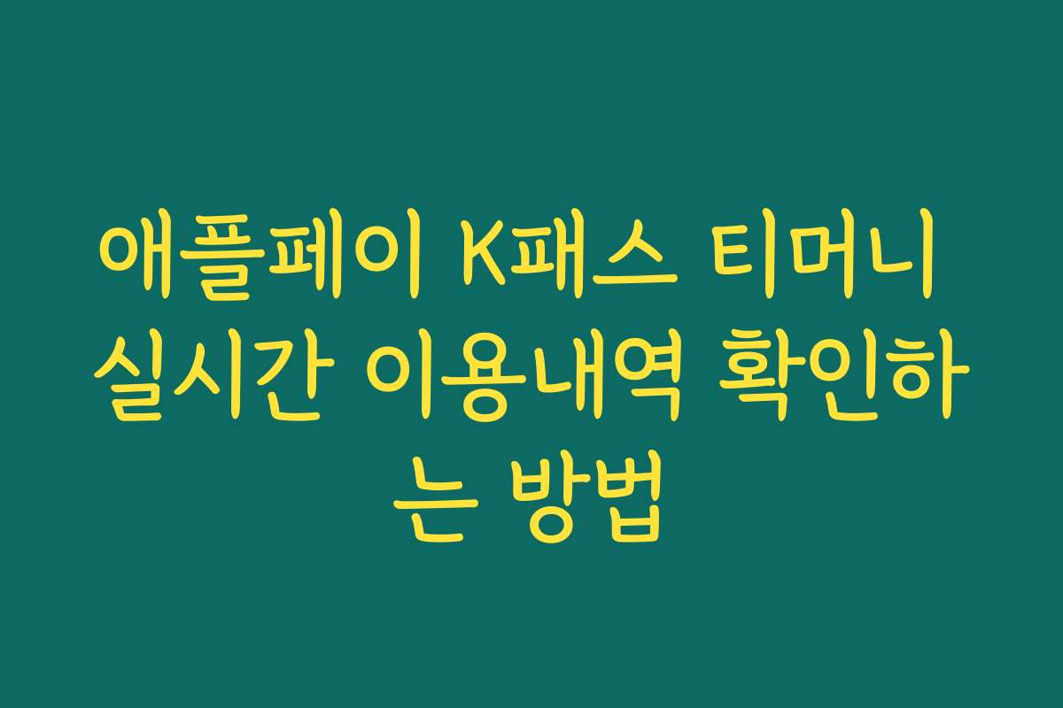 애플페이 K패스 티머니 실시간 이용내역 확인하는 방법 애플페이 K패스 티머니 실시간 이용내역 확인하는 방법