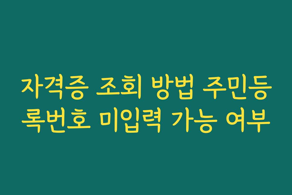 자격증 조회 방법 주민등록번호 미입력 가능 여부 자격증 조회 방법 주민등록번호 미입력 가능 여부