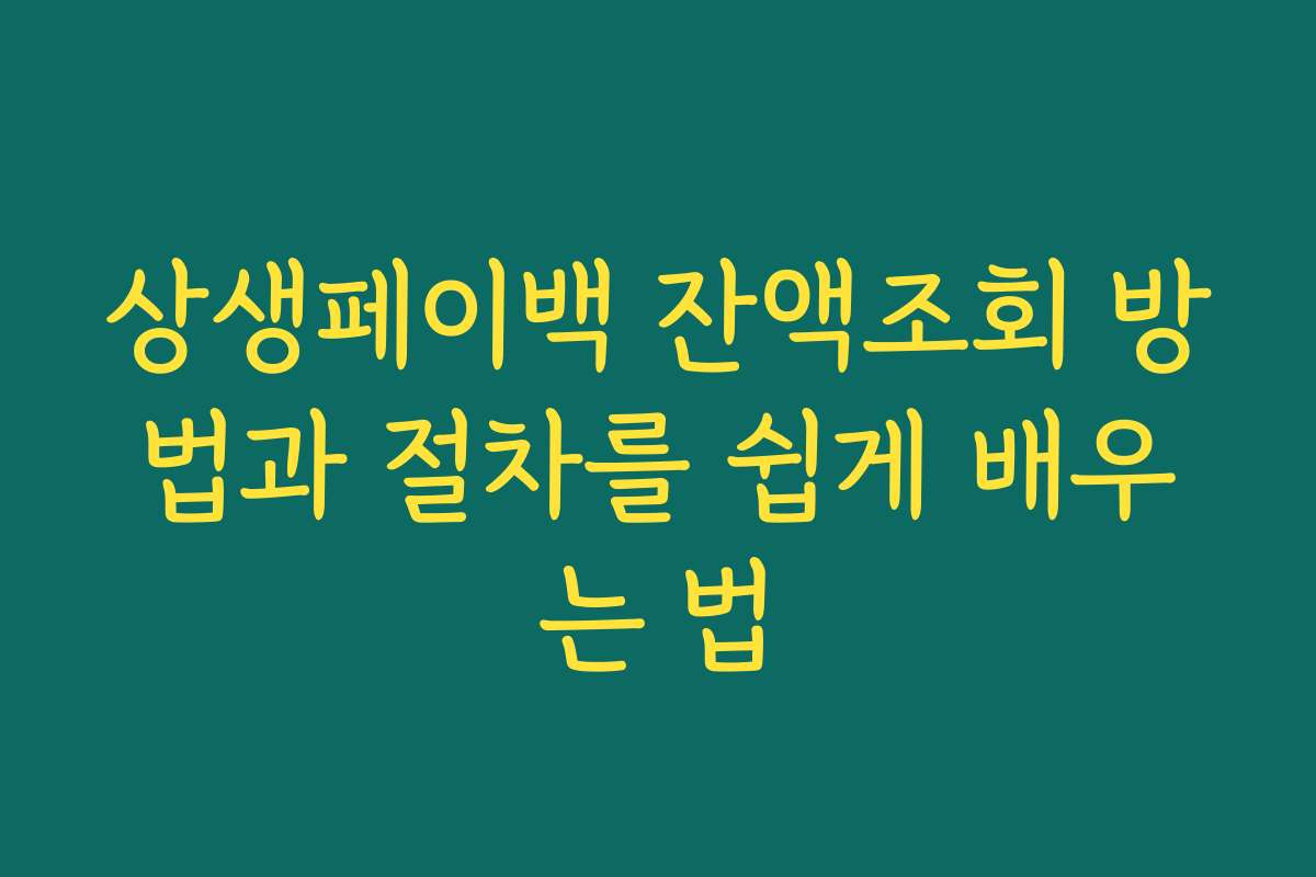 상생페이백 잔액조회 방법과 절차를 쉽게 배우는 법