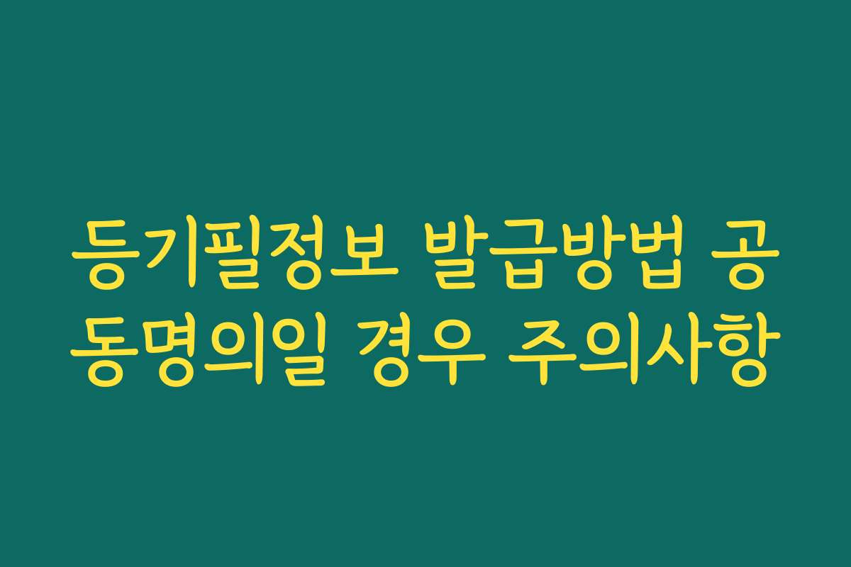 등기필정보 발급방법 공동명의일 경우 주의사항