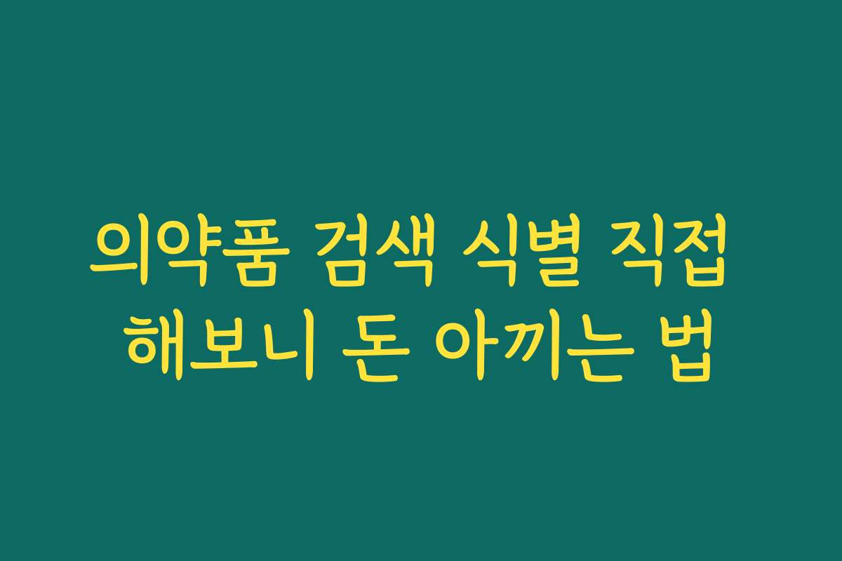의약품 검색 식별 직접 해보니 돈 아끼는 법 의약품 검색 식별 직접 해보니 돈 아끼는 법