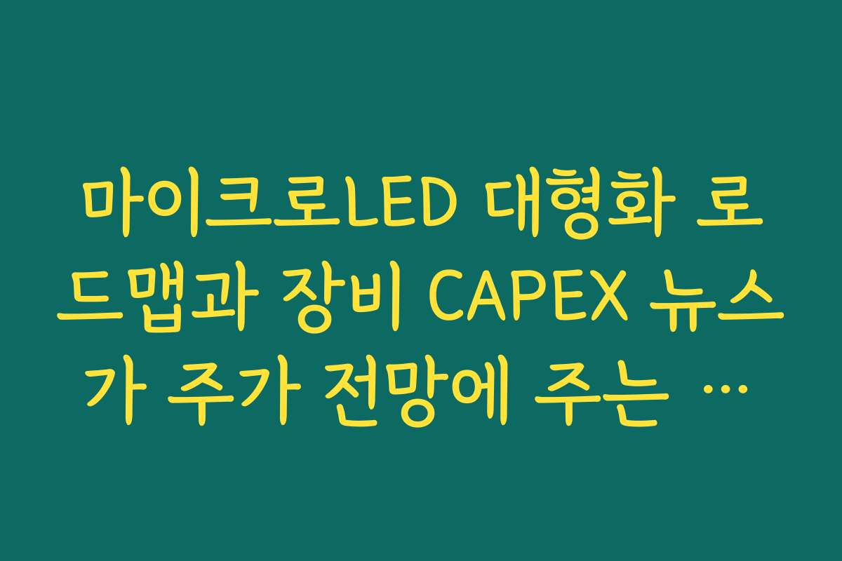 마이크로LED 대형화 로드맵과 장비 CAPEX 뉴스가 주가 전망에 주는 영향 마이크로LED 대형화 로드맵과 장비 CAPEX 뉴스가 주가 전망에 주는 영향
